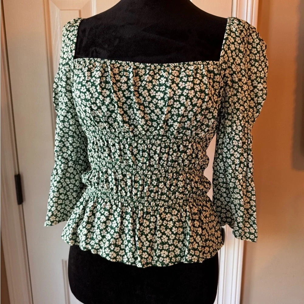 Reformation Green & White Floral Women's Top